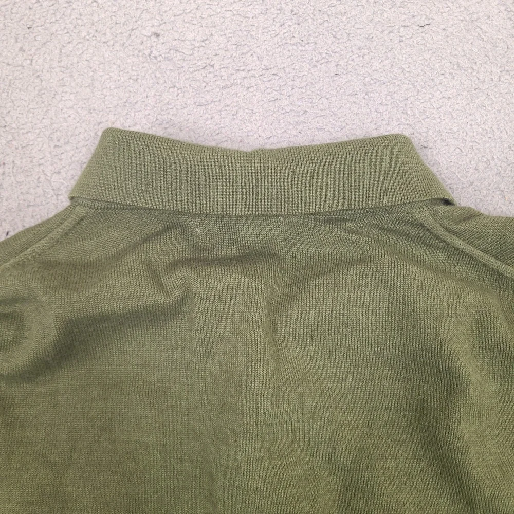 Covington Mens XL Merino Wool Blend Polo Sweater Green Made in Italy Long Sleeve